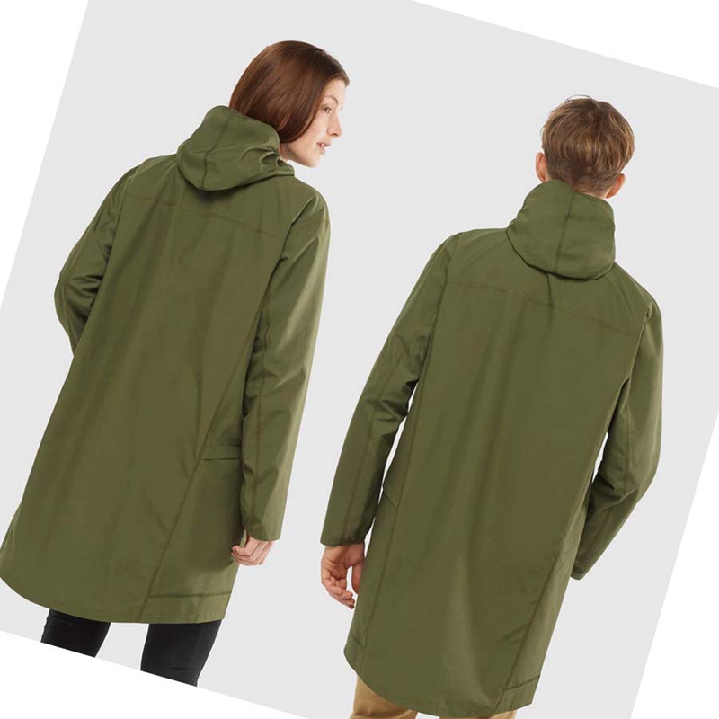 Bundy Salomon OUTLIFE LONG PACKABLE WINDBREAKERS Damske Olivovo Zelená | QPAWBRV-95