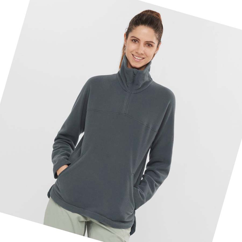 Mikiny S Kapucňou Salomon ESSENTIAL COSY FLEECE Damske Siva | LUCVSYX-50