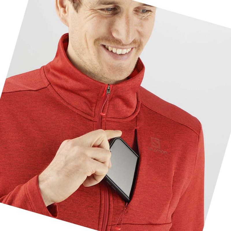 Mikiny S Kapucňou Salomon ESSENTIAL LIGHTWARM HEATHER Panske Červené | HGXVFNY-62