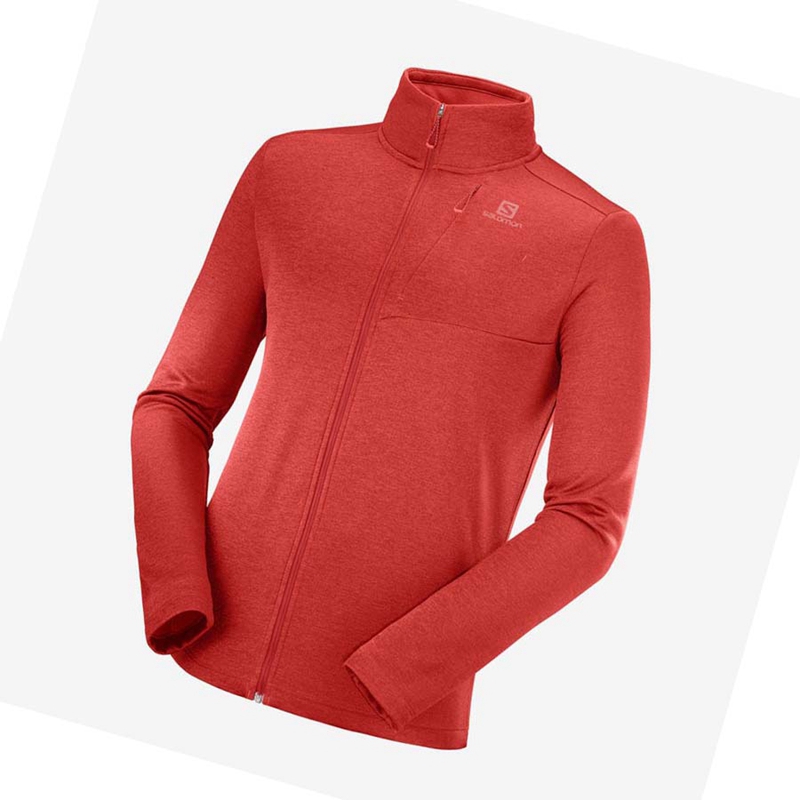Mikiny S Kapucňou Salomon ESSENTIAL LIGHTWARM HEATHER Panske Červené | HGXVFNY-62