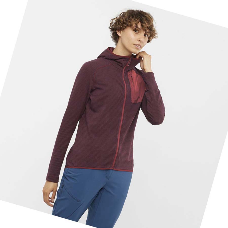 Mikiny S Kapucňou Salomon ESSENTIAL LIGHTWARM HOODED Damske Červené | RWVKZEG-31