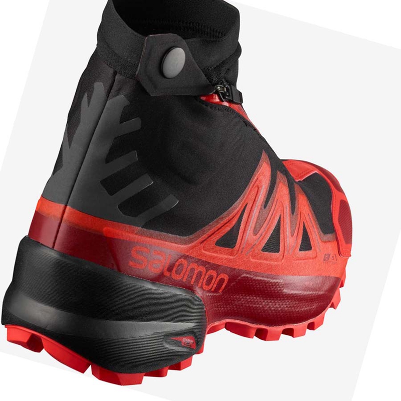 Trailove Bezecke Tenisky Salomon SNOWSPIKE CLIMASALOMON™ WATERPROOF Damske Čierne Červené | PGUHDZR-16