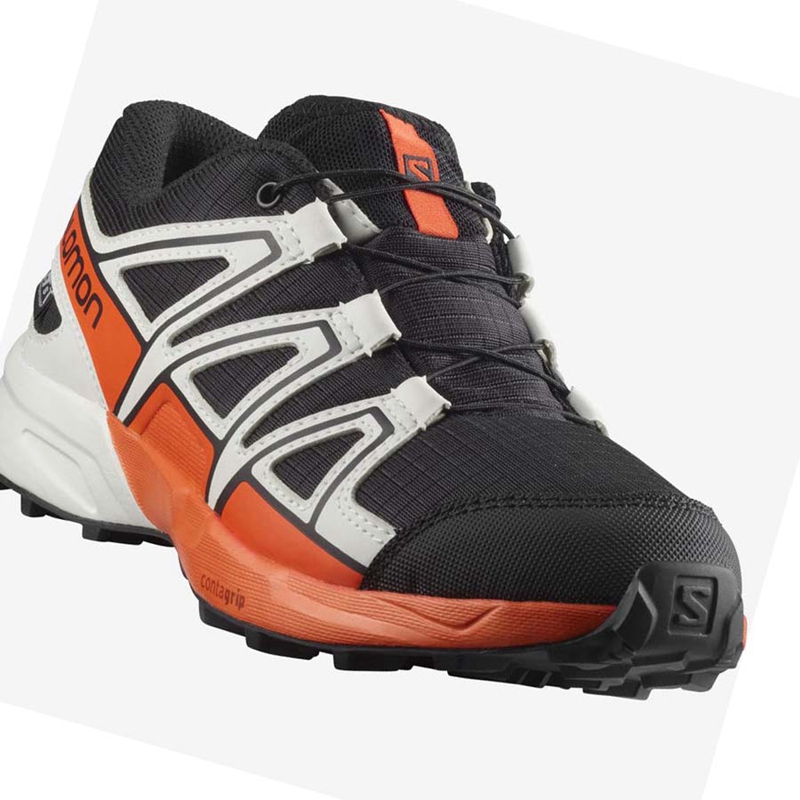 Trailove Bezecke Tenisky Salomon SPEEDCROSS CLIMASALOMON™ WATERPROOF Detske Čierne Ruzove | NCAHJRU-30