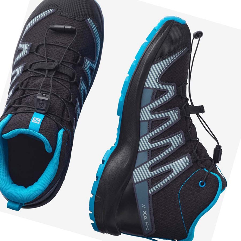 Turisticke Topanky Salomon XA PRO V8 MID CLIMASALOMON™ WATERPROOF Detske Čierne | YHMUERG-70