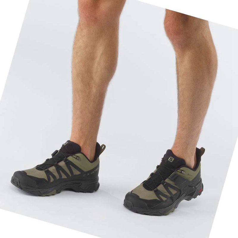 Turisticke Topanky Salomon X ULTRA 4 WIDE GORE-TEX Panske Olivovo Zelená Čierne | YKTHBDN-93